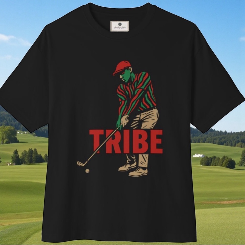 Black Graphic Golf T-Shirt for Men